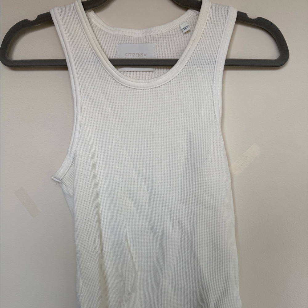 CITIZENS of HUMANITY White Waffle Knit Tank